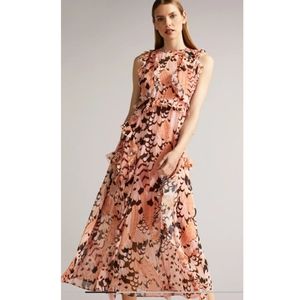 NWT Ted Baker Kayleih Printed Waterfall Midi Dress